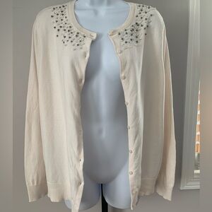 LOFT Cream Embellished Cardigan